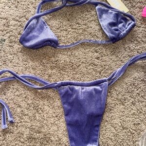 Purple Velvet Bikini Set
